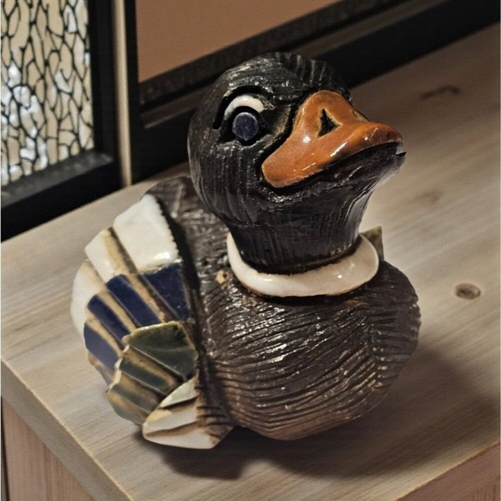 Vtg 1970s Artesania Rinconada Signed Handcrafted Mallard Baby Duck Figurine 2.5"